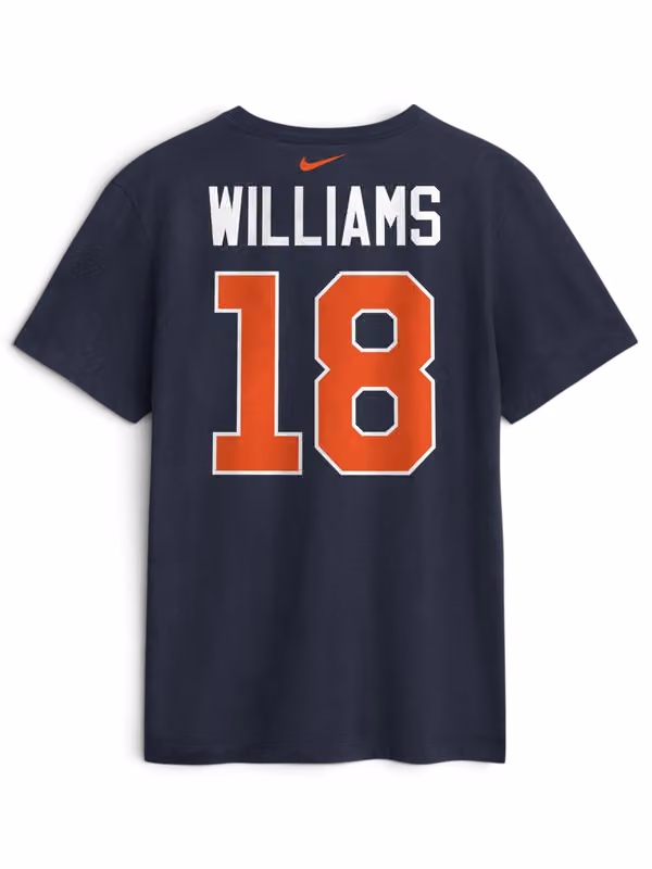 Caleb Williams #18 Chicago Bears 2026 NFL Rivalries Player T-Shirt Navy view 3