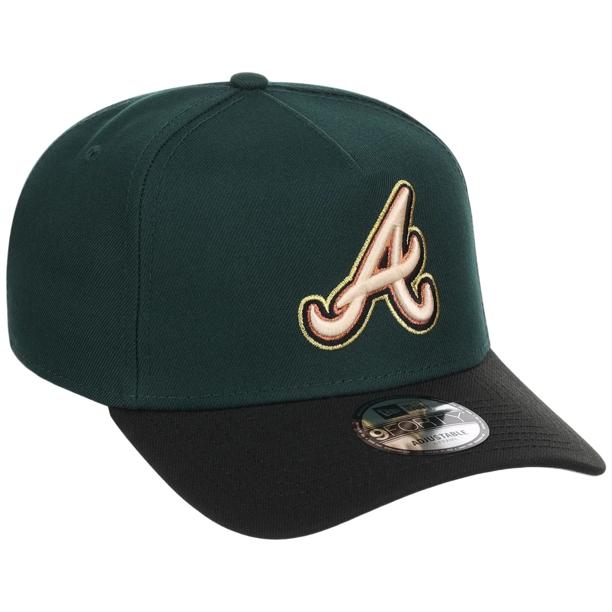 Atlanta Braves MLB Dark Green x Black FASHION CORE New Era 9FORTY A-Frame front view