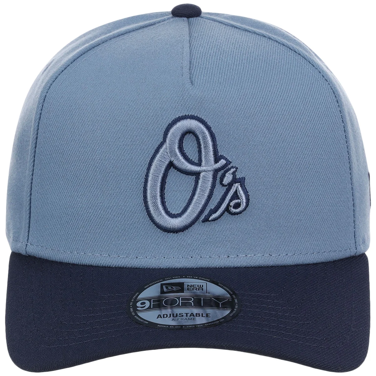 Baltimore Orioles MLB Faded Blue x Navy FASHION CORE New Era 9FORTY A-Frame detail view