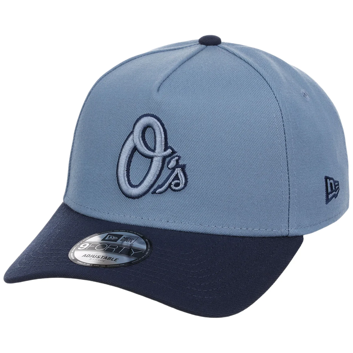 Baltimore Orioles MLB Faded Blue x Navy FASHION CORE New Era 9FORTY A-Frame detail view