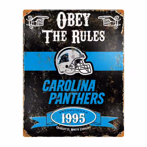 Carolina Panthers Obey The Rules Embossed NFL Metal Sign view 1