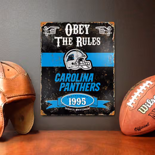 Carolina Panthers Obey The Rules Embossed NFL Metal Sign view 2