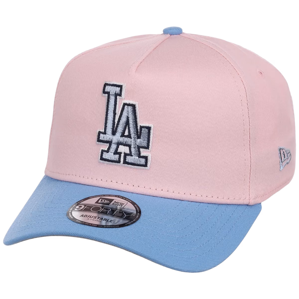 Los Angeles Dodgers MLB Pink x Sky FASHION CORE New Era 9FORTY A-Frame detail view