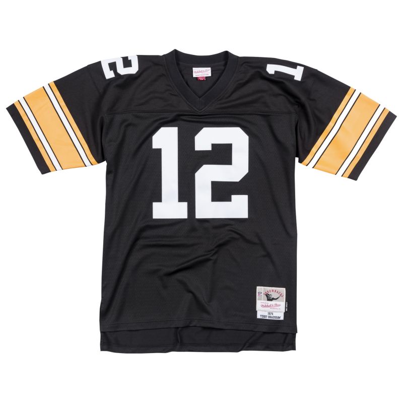 Terry Bradshaw #12 Pittsburgh Steelers 1976 Legacy Throwback NFL Jersey Black view 2