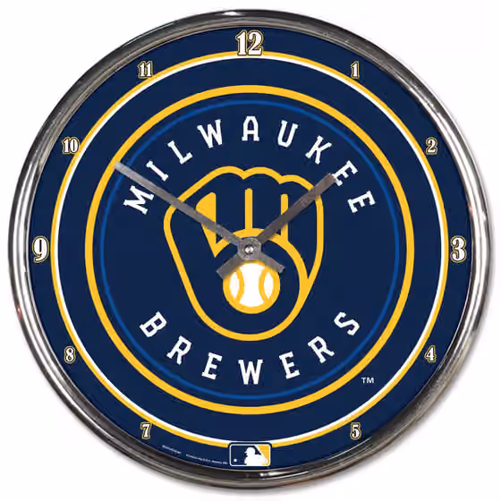 Milwaukee Brewers WinCraft Chrome MLB Wall Clock view 1