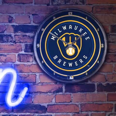 Milwaukee Brewers WinCraft Chrome MLB Wall Clock view 3