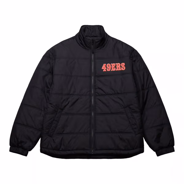 San Francisco 49ers Mitchell & Ness In The Clutch Puffer NFL Jacket Black view 1