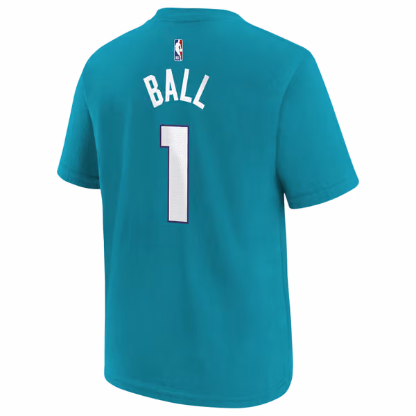 Lamelo Ball #1 Charlotte Hornets Player NBA T-Shirt Teal (YOUTH) view 3