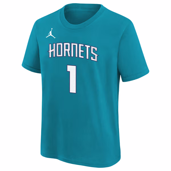 Lamelo Ball #1 Charlotte Hornets Player NBA T-Shirt Teal (YOUTH) view 2