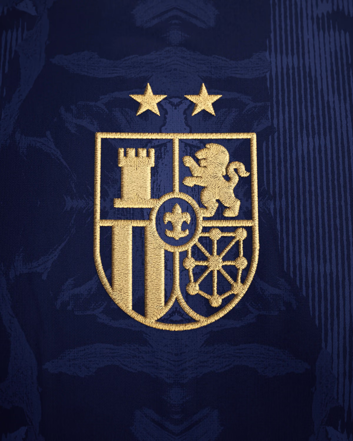 Jersevo Custom Personalized Spain 2026 Champions Jersey - Navy crest detail