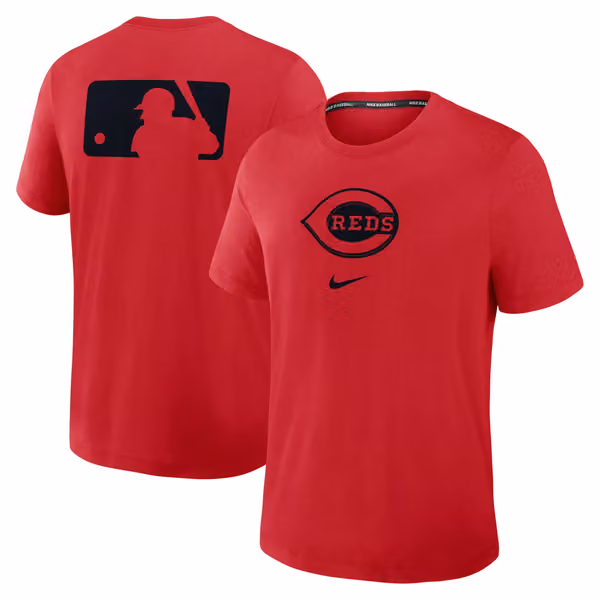 Cincinnati Reds Early Work 2025 MLB Authentic Nike Tri-Blend T-Shirt Red view 1