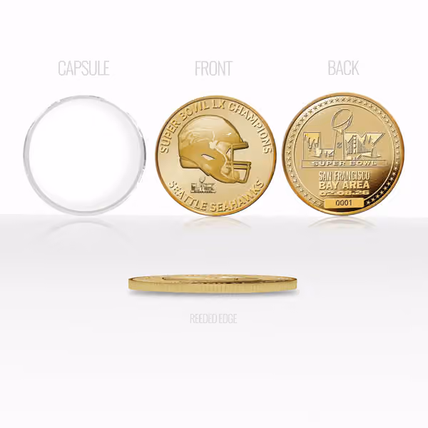 Seattle Seahawks Super Bowl LX Gold Commemorative Coin view 2