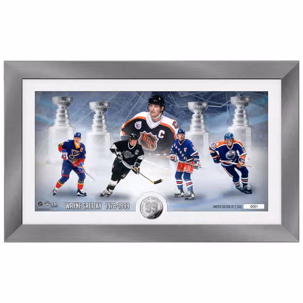 Wayne Gretzky The Great One Panorama Silver Coin Framed NHL Photo view 1