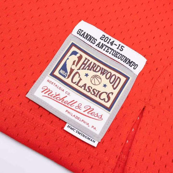 Giannis Antetokounmpo #34 Milwaukee Bucks 2014-15 Mitchell & Ness Swingman NBA Jersey Red view 3