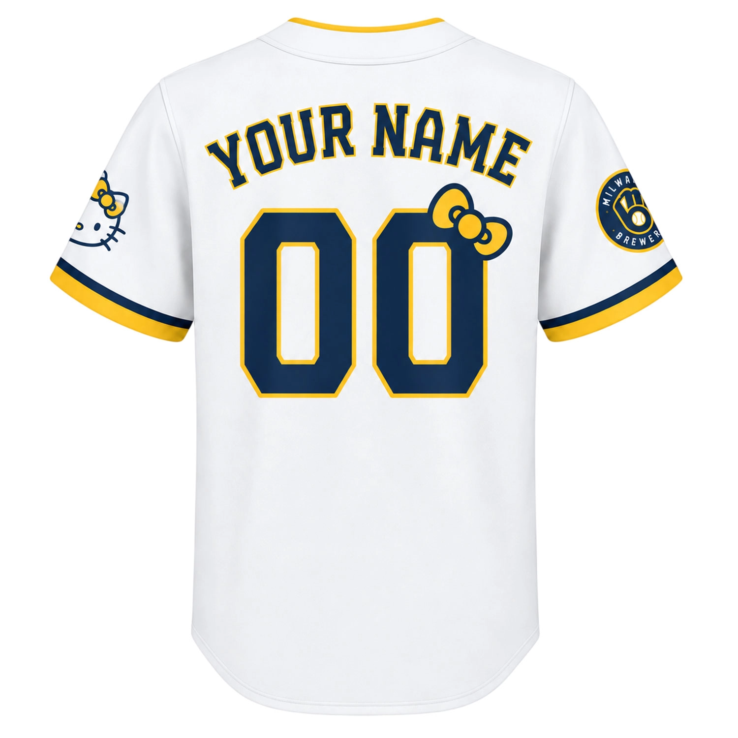 Hello Kitty Brewers Baseball Jersey Charming White Custom