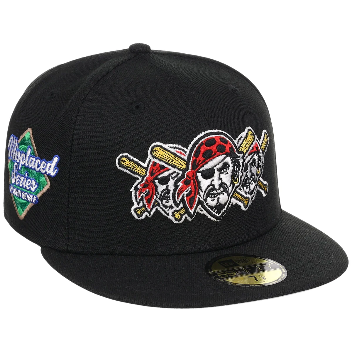 Pittsburgh Pirates MLB x John Geiger 'Misplaced Series' 2.0 New Era 59FIFTY (Black/Black) front view