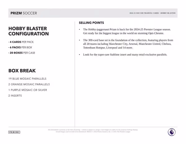 2024/25 Panini Prizm Premier League Soccer EPL Blaster Box view 4