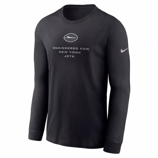 New York Jets 2026 NFL Sideline Bold Arch Dri-Fit Long Sleeve T-Shirt Black view 1