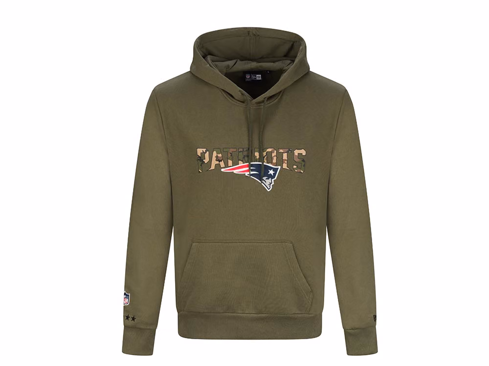 New Era New England Patriots Wordmark Camo Hoodie front