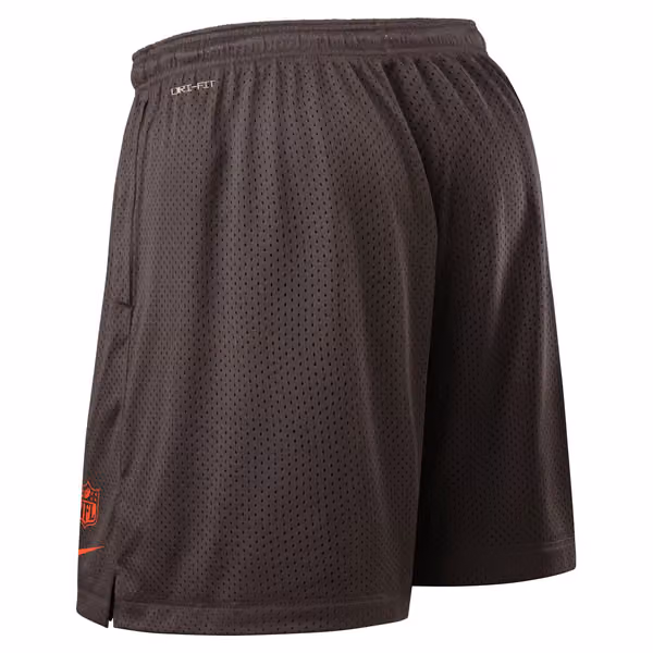 Cleveland Browns 2025 NFL Sideline Reversible Mesh Nike Dri-FIT Shorts Brown view 3