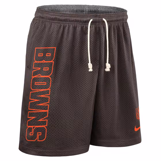 Cleveland Browns 2025 NFL Sideline Reversible Mesh Nike Dri-FIT Shorts Brown view 2