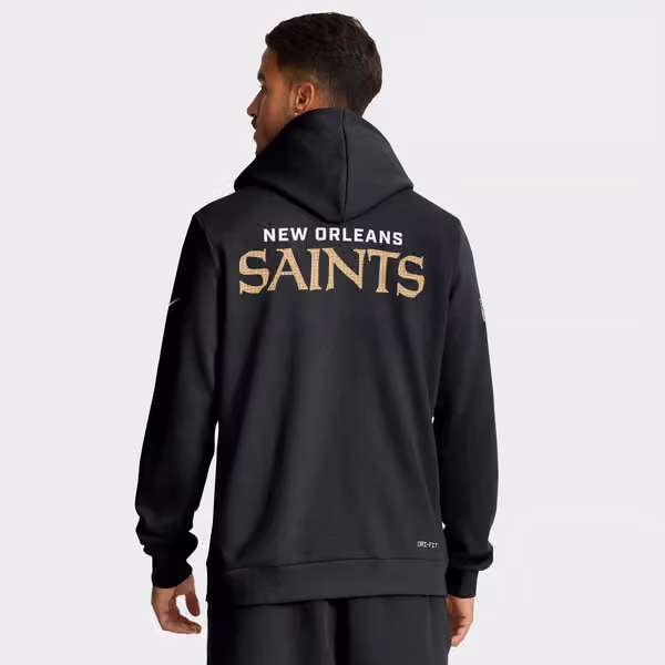 New Orleans Saints 2025 NFL Sideline Nike Standard Issue Hoodie Black view 3