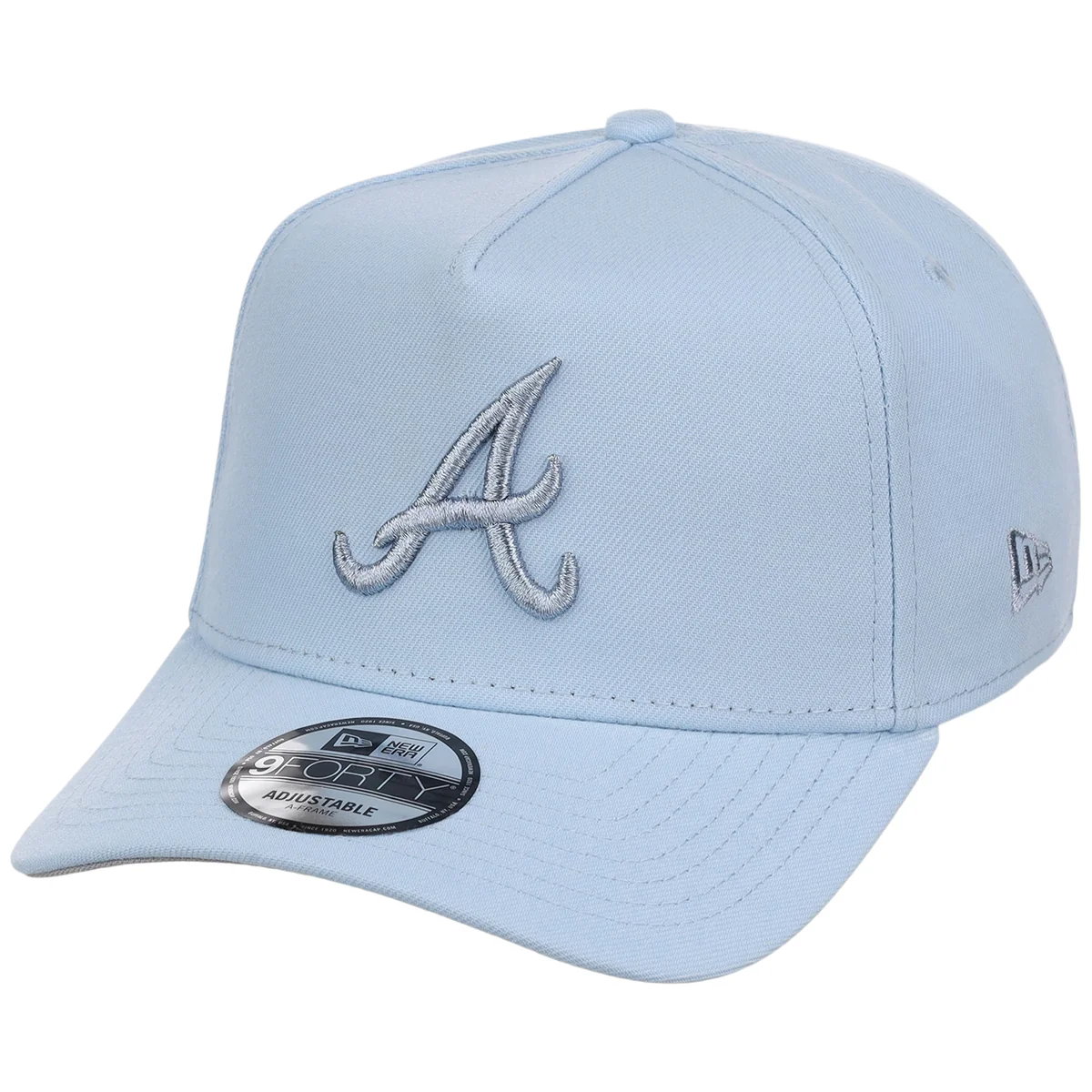 Atlanta Braves MLB Glacial Blue New Era 9FORTY A-Frame detail view