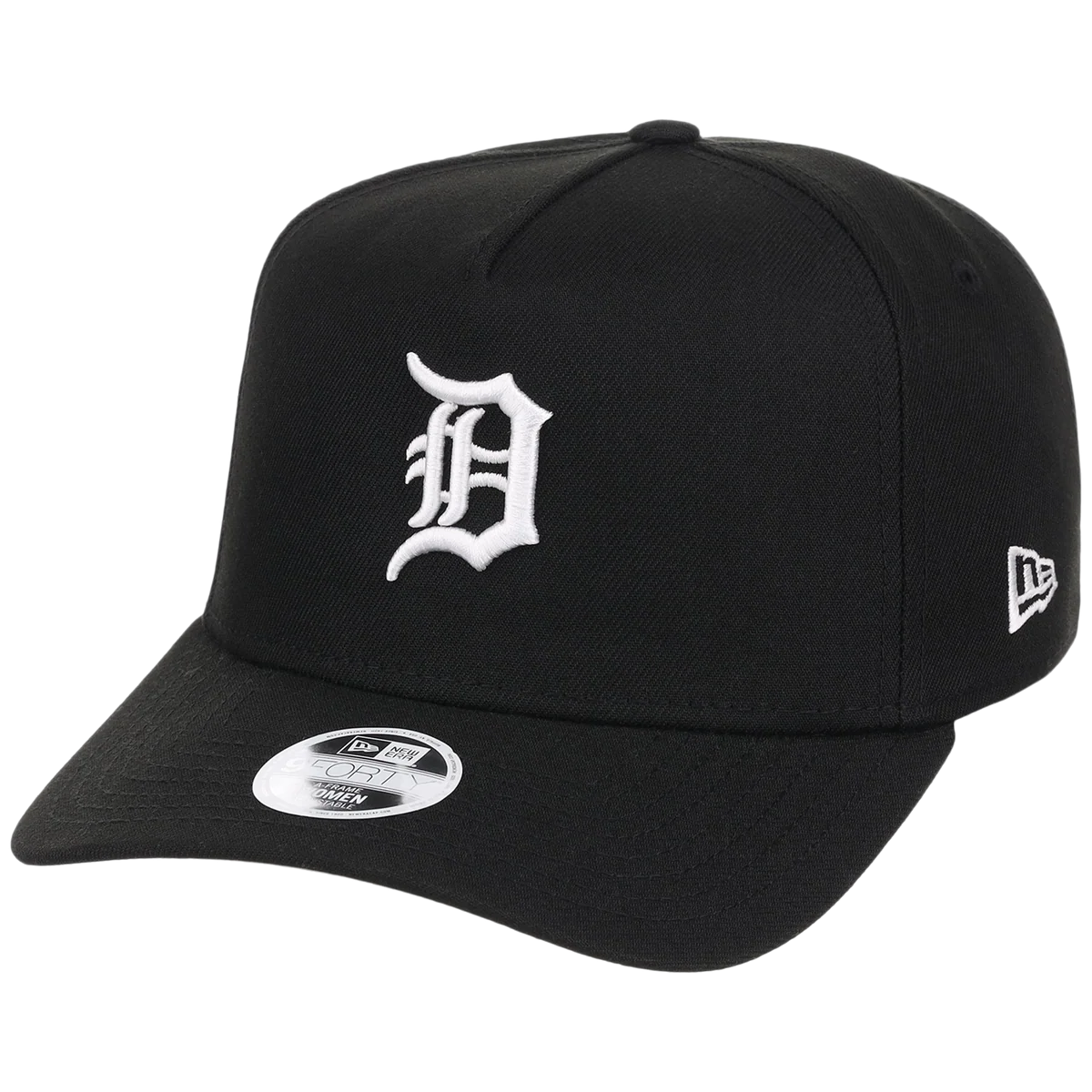 Detroit Tigers Women's New Era 9FORTY Black A-Frame detail view