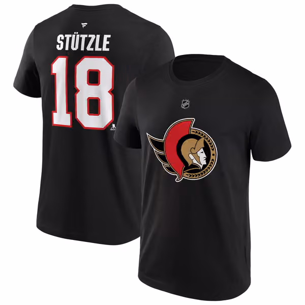 Tim Stützle #18 Ottawa Senators Player NHL T-Shirt Black view 1