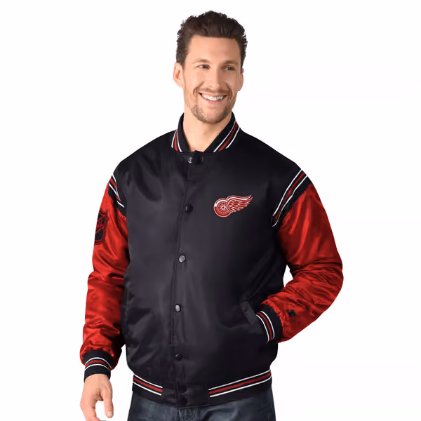 Detroit Red Wings Enforcer NHL Varsity Satin Jacket view 1