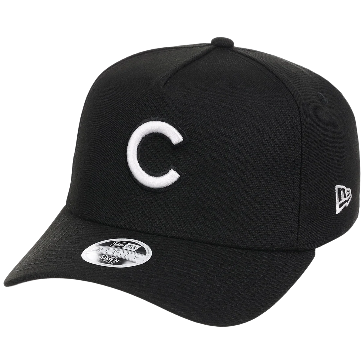 Chicago Cubs Women's New Era 9FORTY Black A-Frame detail view