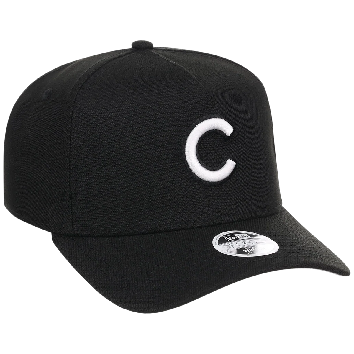 Chicago Cubs Women's New Era 9FORTY Black A-Frame front view