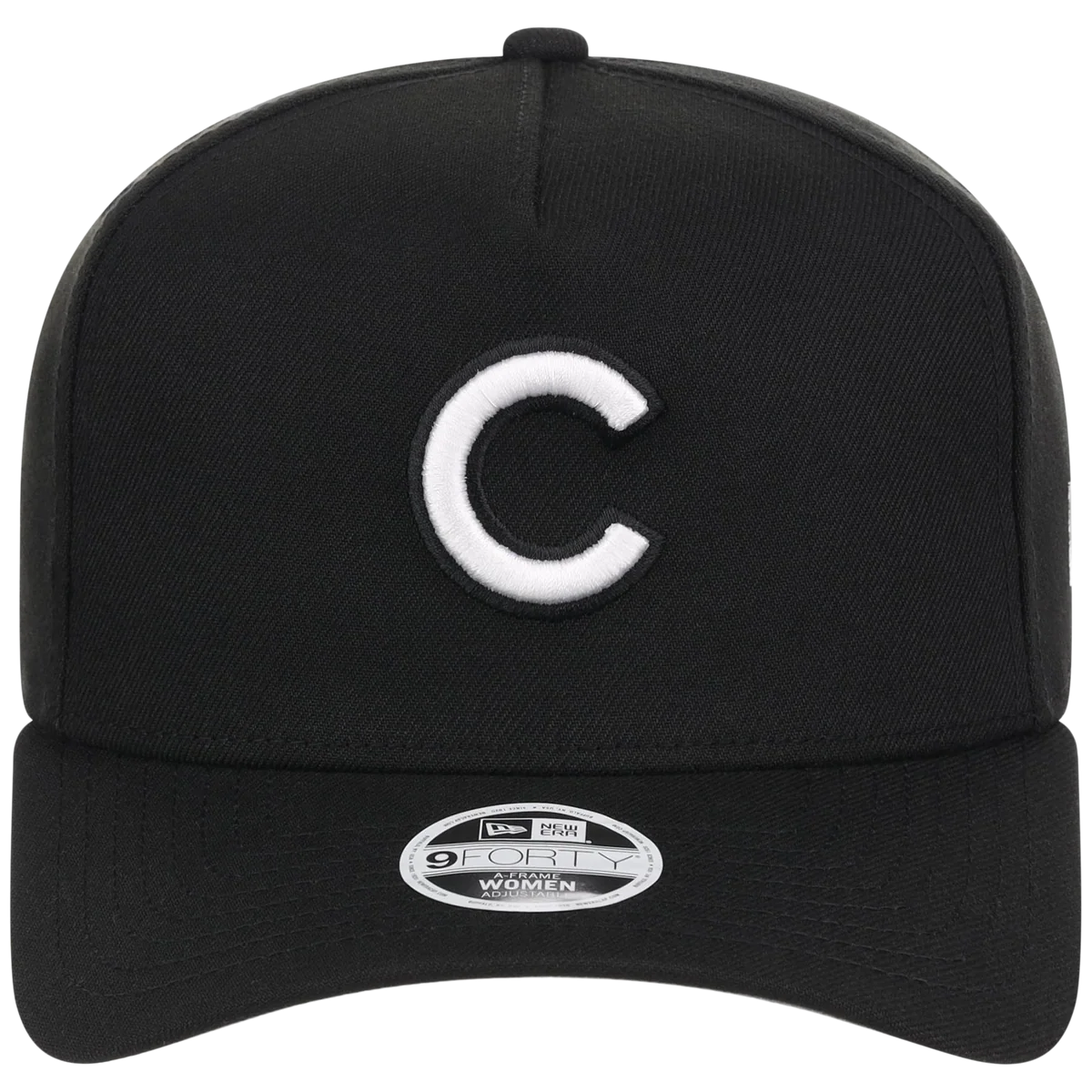 Chicago Cubs Women's New Era 9FORTY Black A-Frame detail view