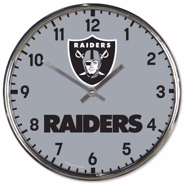Las Vegas Raiders Chrome NFL Team Design Wall Clock view 1