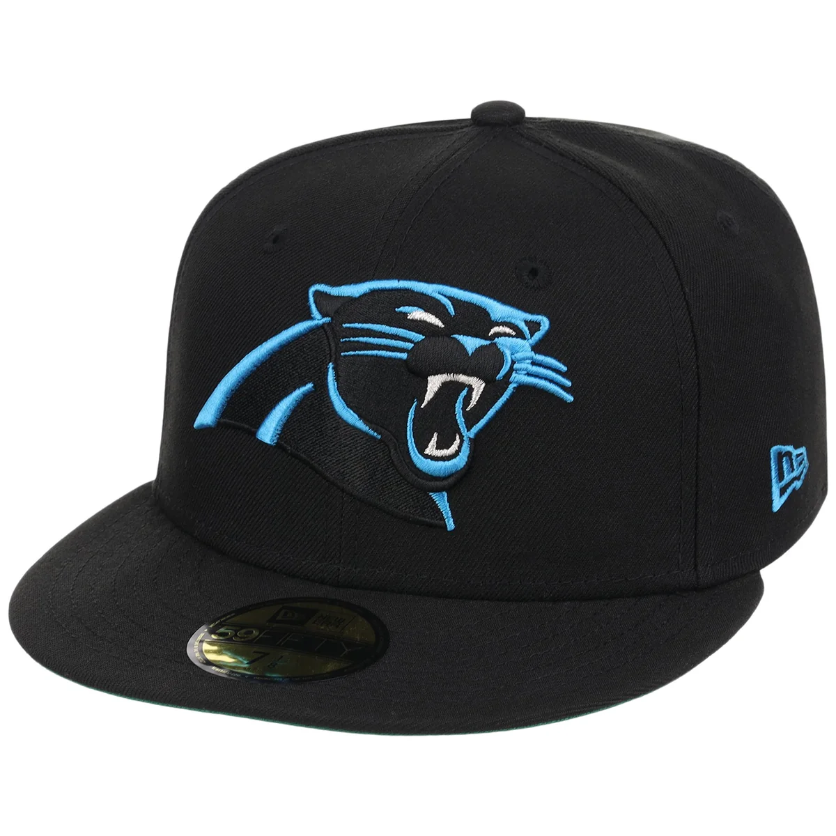 Carolina Panthers NFL Black Dome New Era 59FIFTY detail view