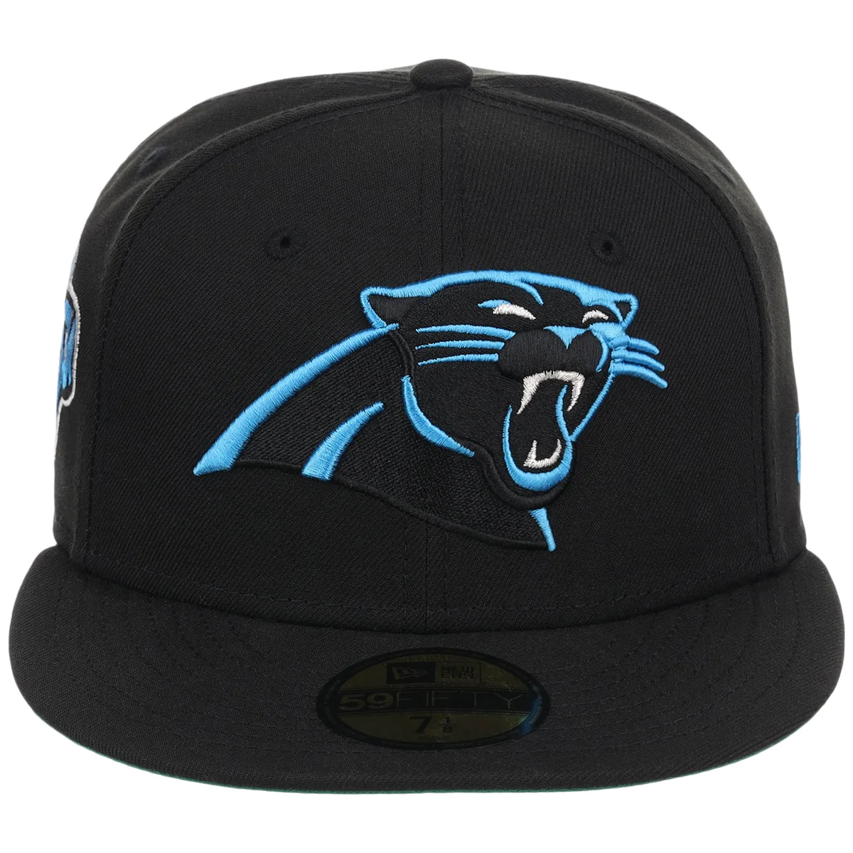 Carolina Panthers NFL Black Dome New Era 59FIFTY detail view