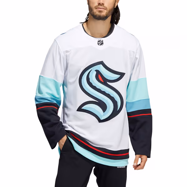 Seattle Kraken adidas Authentic Primegreen NHL Jersey Away White view 3