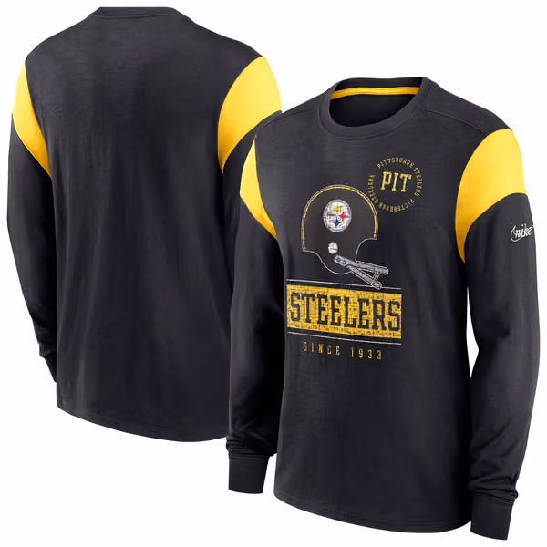 Pittsburgh Steelers NFL Historic Nike Slub Long Sleeve Shirt Black view 1
