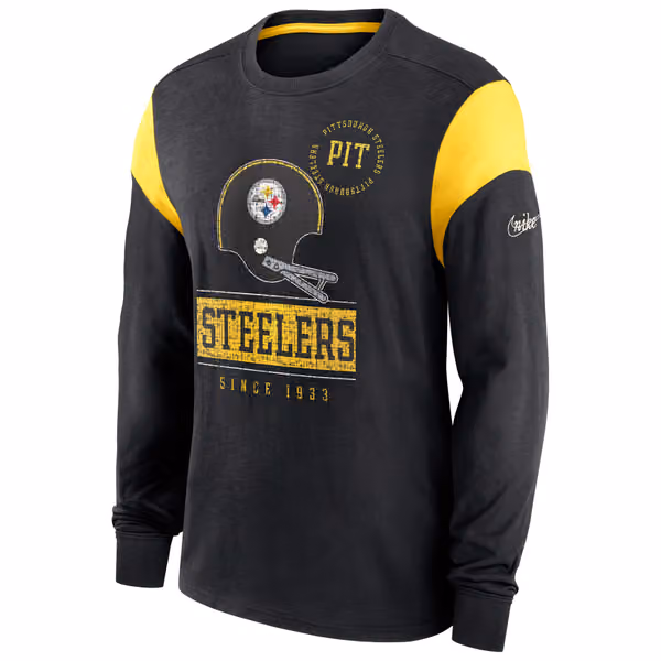 Pittsburgh Steelers NFL Historic Nike Slub Long Sleeve Shirt Black view 2