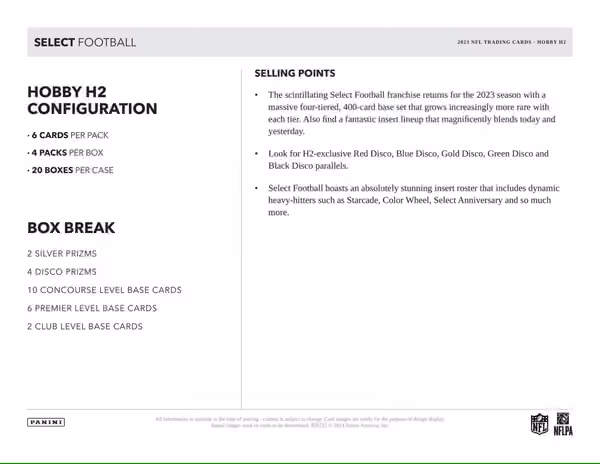 2023 Panini Select Football NFL H2 Box view 4