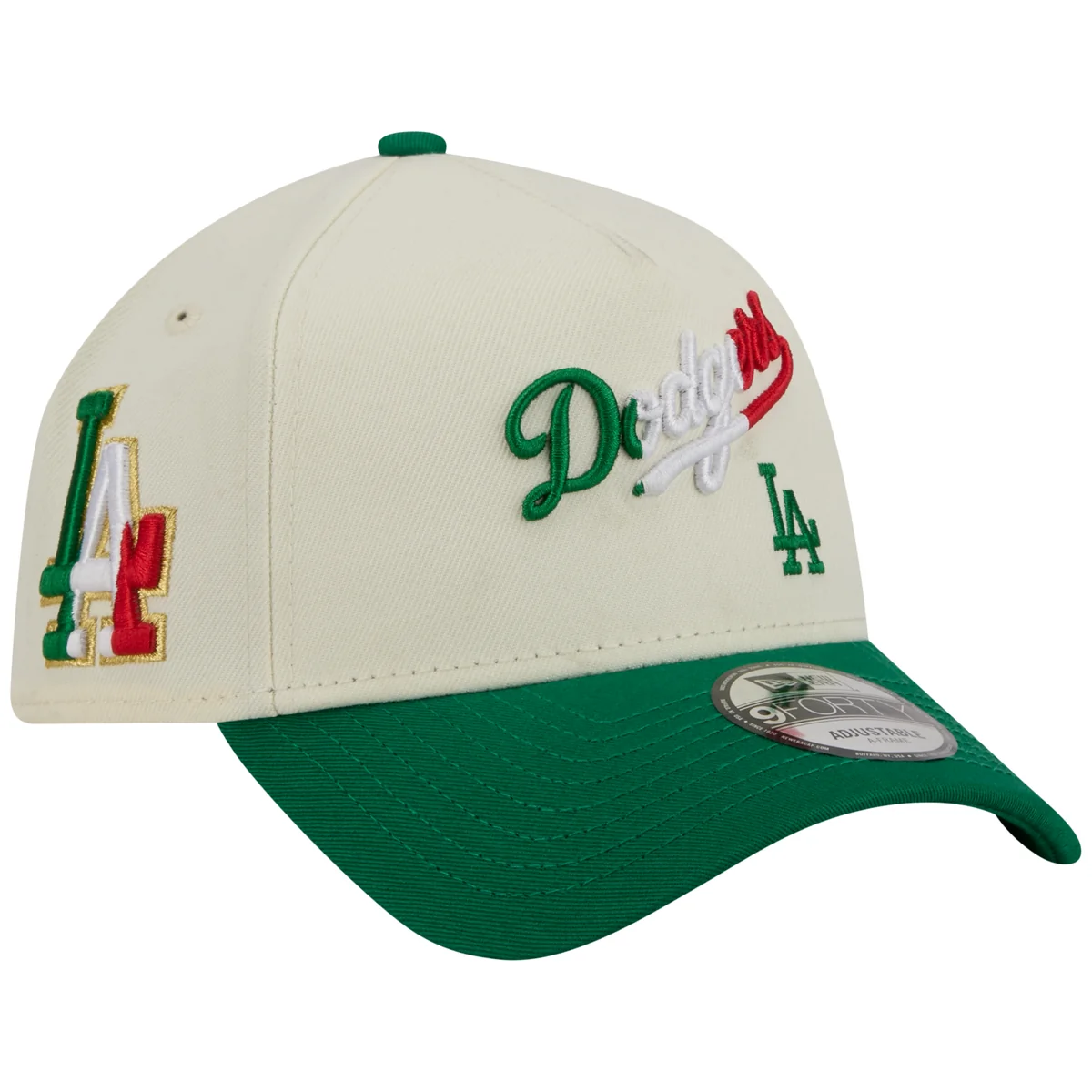Los Angeles Dodgers Los Angeles Crown the City - MEX Script - Chrome/Green New Era 9FORTY front view