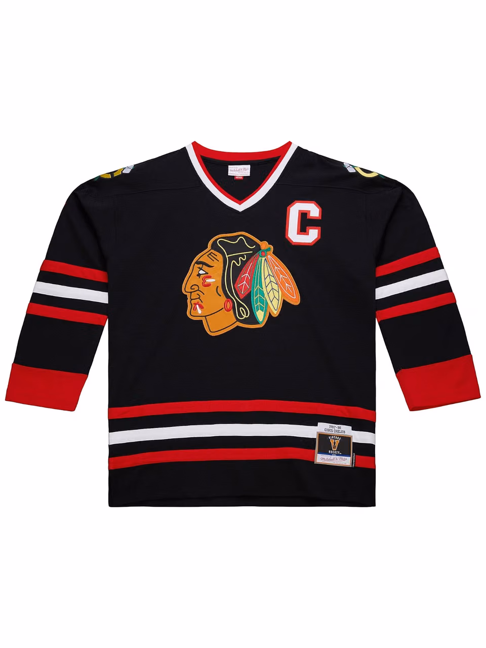 Chris Chelios #7 Chicago Blackhawks 1997-98 Premium Power Play NHL Jersey Black view 2