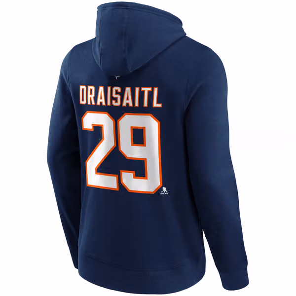 Leon Draisaitl #29 Edmonton Oilers Player NHL Hoodie Navy view 3