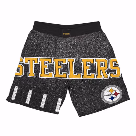 Pittsburgh Steelers Jumbotron Throwback Mitchell & Ness NFL Shorts Black view 1