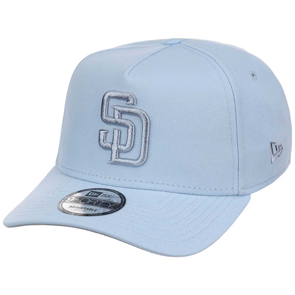 San Diego Padres MLB Glacial Blue New Era 9FORTY A-Frame detail view