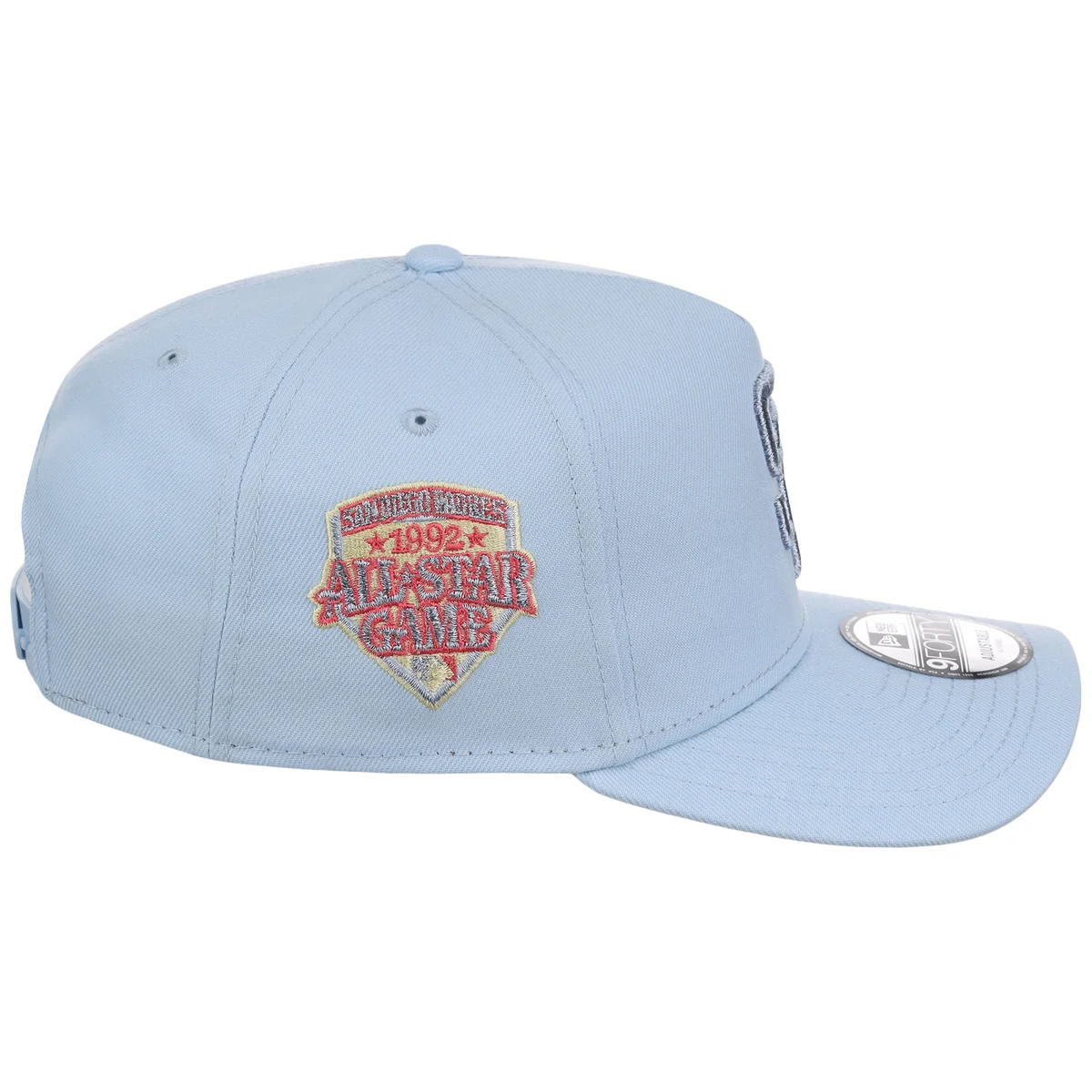 San Diego Padres MLB Glacial Blue New Era 9FORTY A-Frame detail view