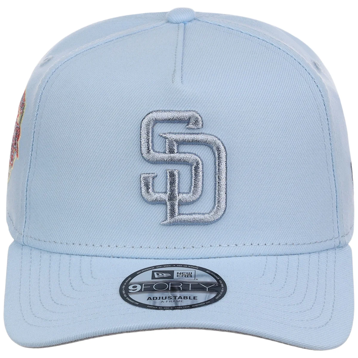 San Diego Padres MLB Glacial Blue New Era 9FORTY A-Frame detail view