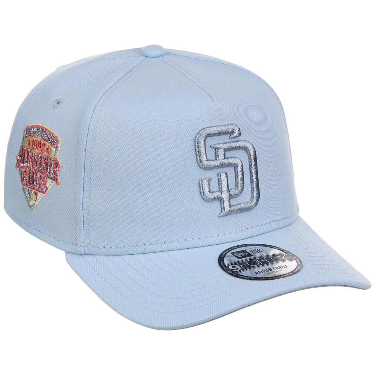 San Diego Padres MLB Glacial Blue New Era 9FORTY A-Frame front view