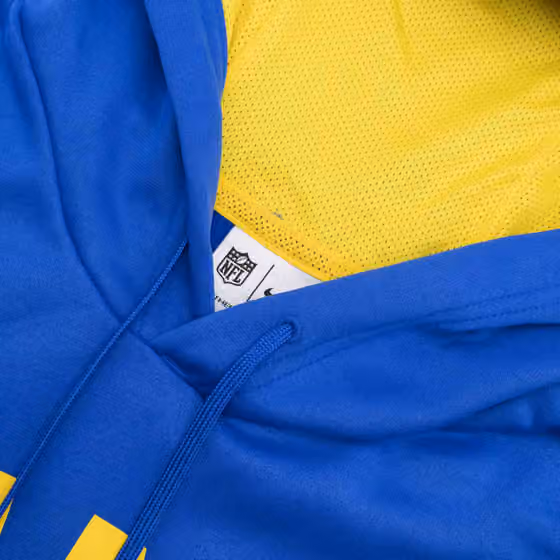 Los Angeles Rams 2022 NFL On-Field Sideline Nike Therma-FIT Hoodie Blue view 4
