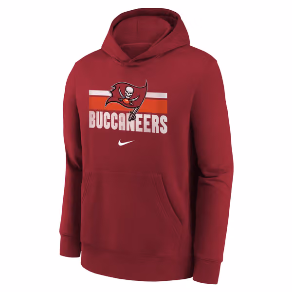 Tampa Bay Buccaneers NFL Team Stripes Nike Club Hoodie (YOUTH) view 2